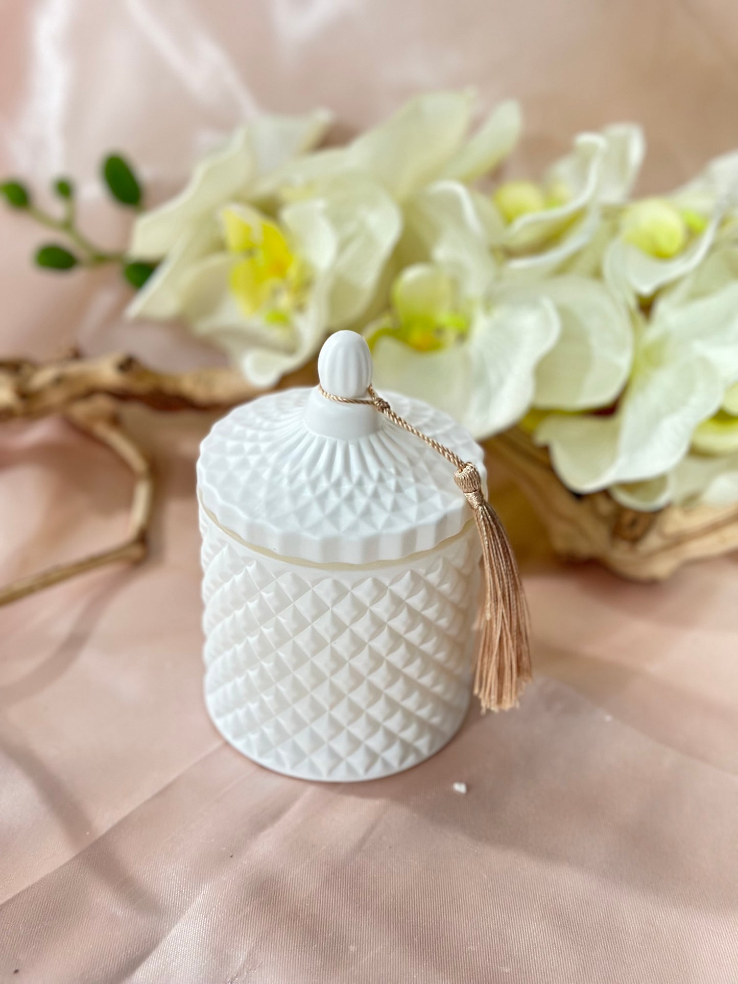 White Candle with Tassel