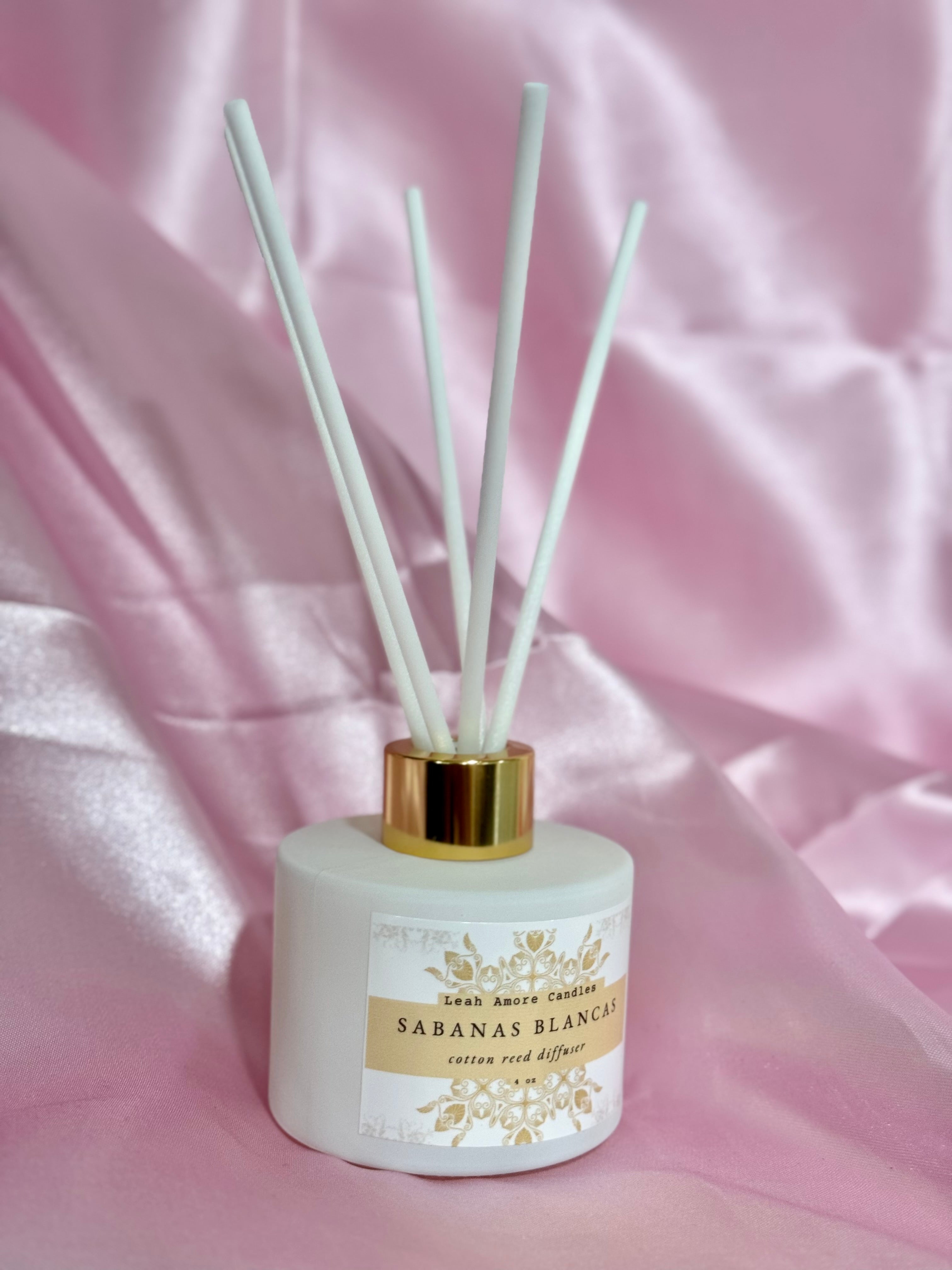 White Round Reed Diffuser – Leah Amore Candles
