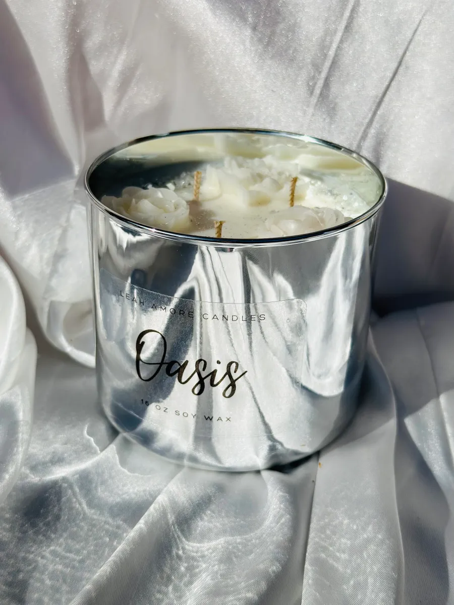 Silver 16 oz soy wax candle
